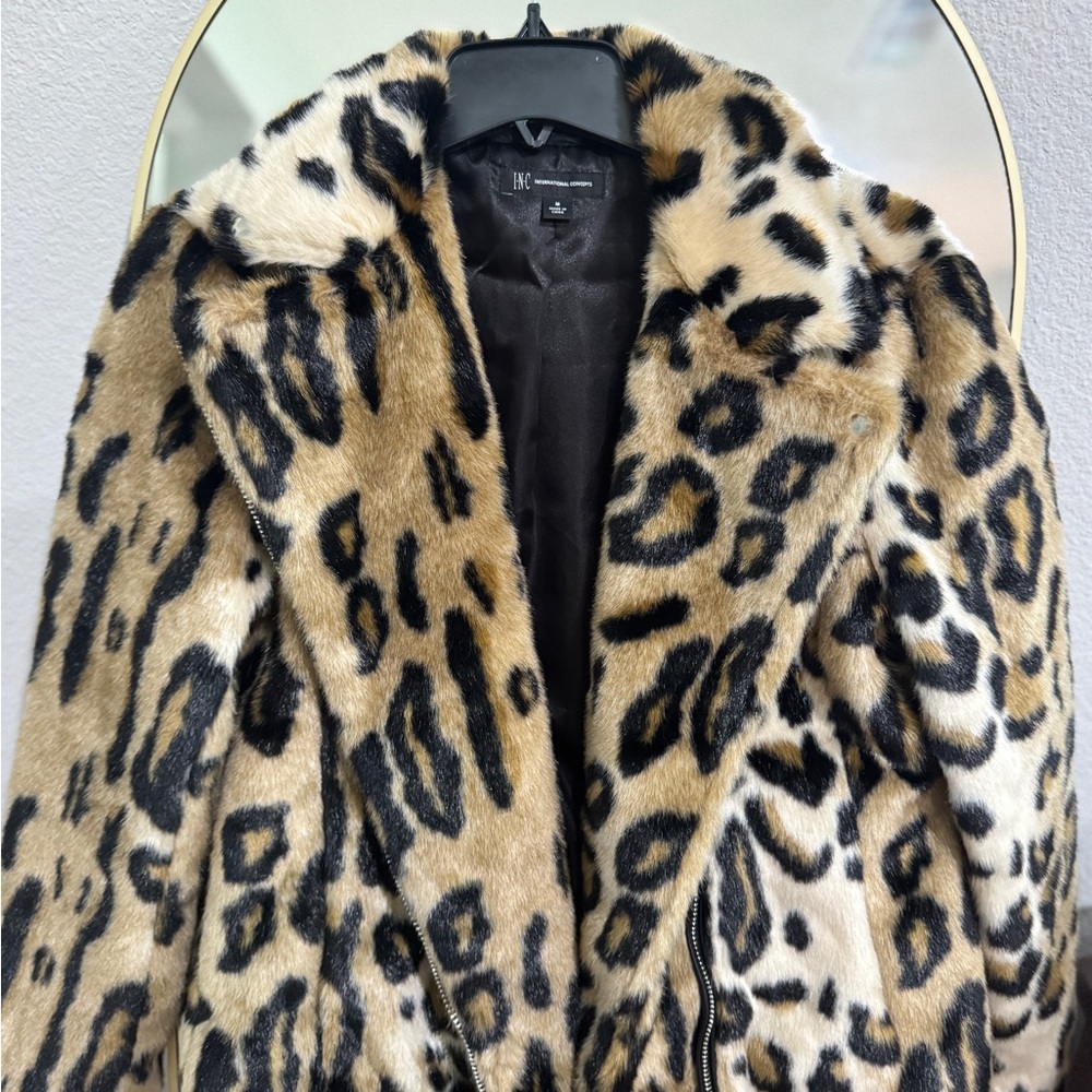 Leopard Print Faux Fur Coat